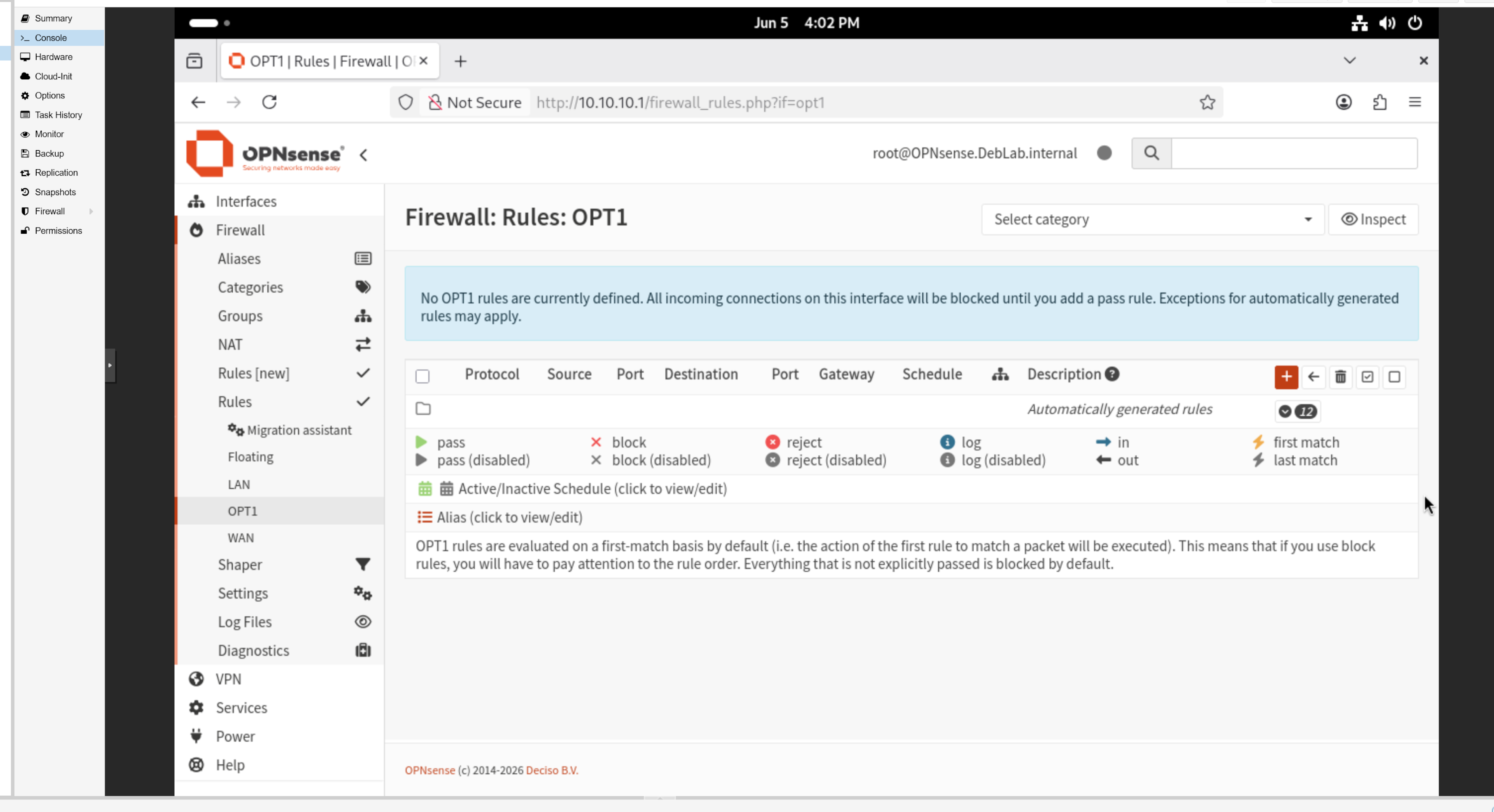 OPNsense OPT1 interface